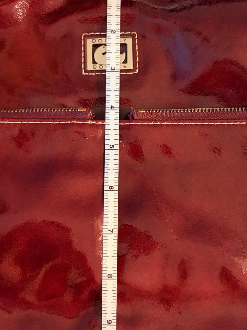 Dooney & Bourke Glossy Burgundy Patent Leather Shoulder Bag - Picture 11 of 16